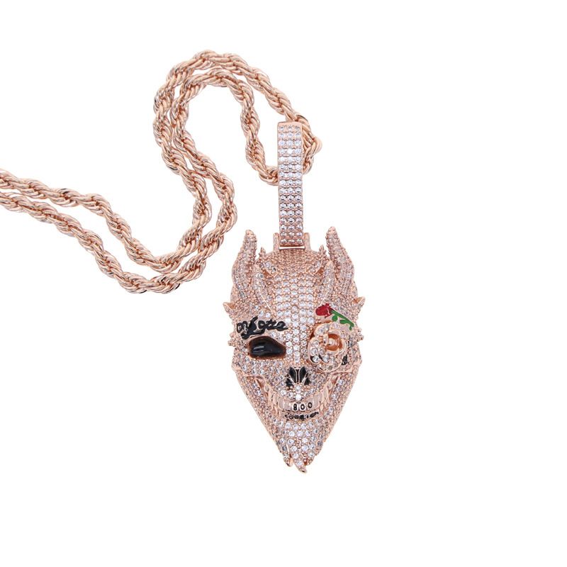 Men's Hip Hop Skull Pendant Necklace - Trendy Gothic Style Jewelry With Rope Chain In Silver, Gold, Rose Gold Necklace Jewelry_ipsvogv.com