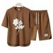 Men's Clothing 2024 Waffle Casual Summer Suit Men's Loose Teen Short sleeved T shirt Shorts Handsome Two piece Suit_ipsvogv.com