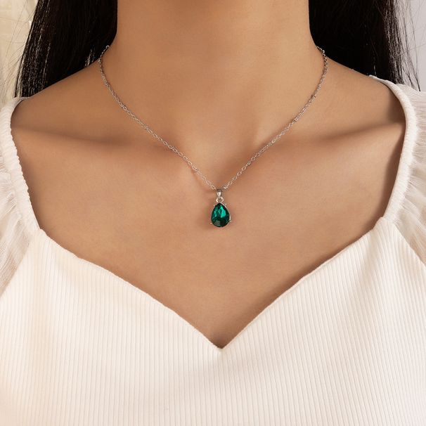Women’s Jewelry Set Fashion Light Luxury Emerald Gemstone Bow Multi Layer Necklace Retro All Match Party Stacking Necklace Accessories_ipsvogv.com