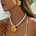 Fashionable OL personalized conch pendant necklace, electroplated alloy earrings, versatile spicy girl style jewelry set_ipsvogv.com
