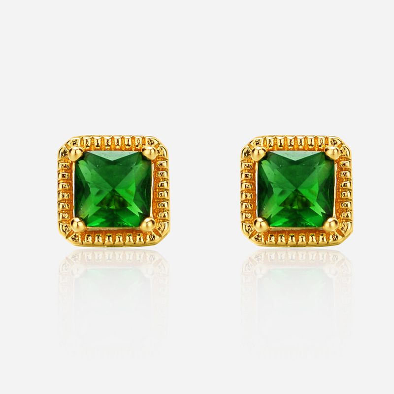 Zircon Earnail Color Square Sugar Four Claw Earrings Classic Mini Versatile Geometric Earaccessory_ipsvogv.com