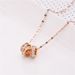 Trendy Titanium Steel Small Circle Full Of Diamonds, Fashionable Rose Gold Necklace, Three Ring Pendant, Collarbone_ipsvogv.com