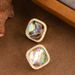 French Light Luxury Temperament With Diamond Studded Geometric Square Abalone Shell Earrings, Women's Ins Style High-end_ipsvogv.com