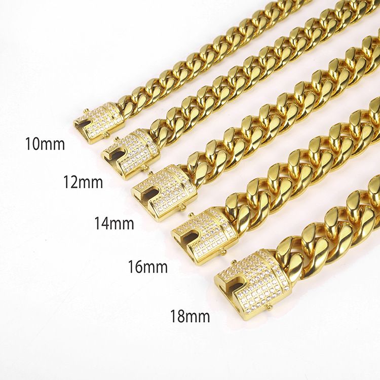 Fashion Men's Titanium Stainless Steel Cuban Chain Polished Micro Pave Diamond Hip Hop Bracelet_ipsvogv.com