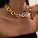Jewelry Punk Hip-hop Thick Chain Collarbone Creative Mixed Color Metal Buckle Single Layer Necklace For Women_ipsvogv.com