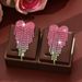 Unisex Fashion Color Earrings Full Diamond Long Tassel Heart Earrings For Women Temperament Water_ipsvogv.com