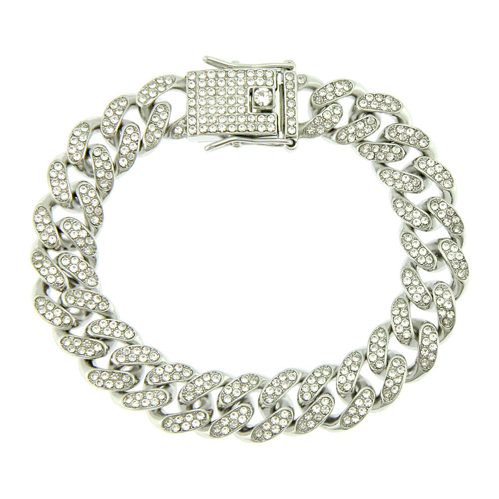 Instagram Hip Hop Cool Cuban Necklace Men's Full Diamond Punk Accessories Gold Chain Width 13mm_ipsvogv.com