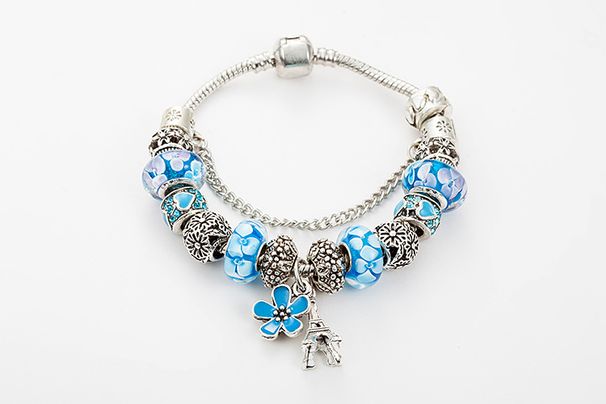 Fashion Eiffel Tower Pendant Bracelet Blue Glass Beaded Bracelet_ipsvogv.com