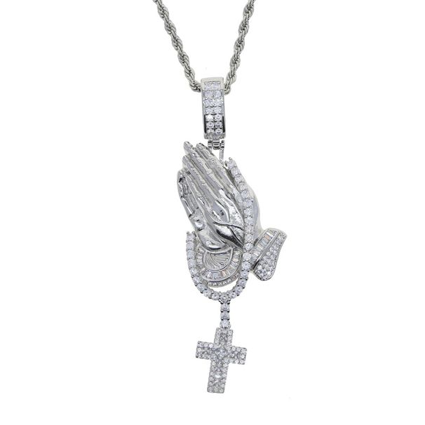 Men's Jewelry Hip Hop Pendant Full Of Diamonds Hands Folded Cross Hip Hop Jewelry Rap_ipsvogv.com