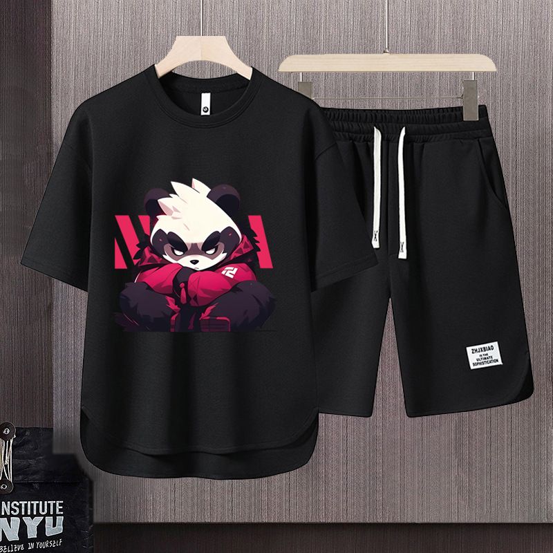 Men's Clothing 2024 Waffle Casual Summer Suit Men's Loose Teen Short sleeved T shirt Shorts Handsome Two piece Suit_ipsvogv.com