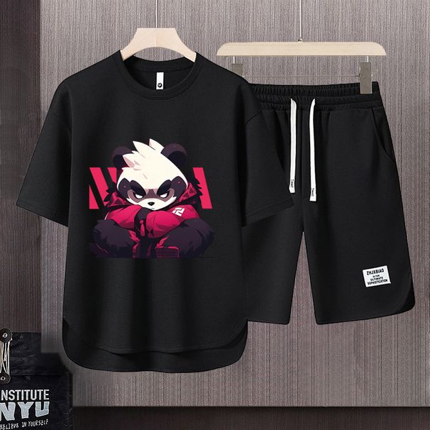 Men's Clothing 2024 Waffle Casual Summer Suit Men's Loose Teen Short sleeved T shirt Shorts Handsome Two piece Suit_ipsvogv.com