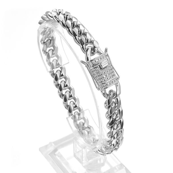 8/10/12/14/16/18mm Hip Hop Punk Men's Encrypted Miami Titanium Steel Bracelet_ipsvogv.com