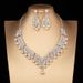 Women's Jewelry Elegant Rhinestone Necklace And Earrings Set For Wedding, Party, And Special Occasions, U-Shaped Design With Crystals_ipsvogv.com