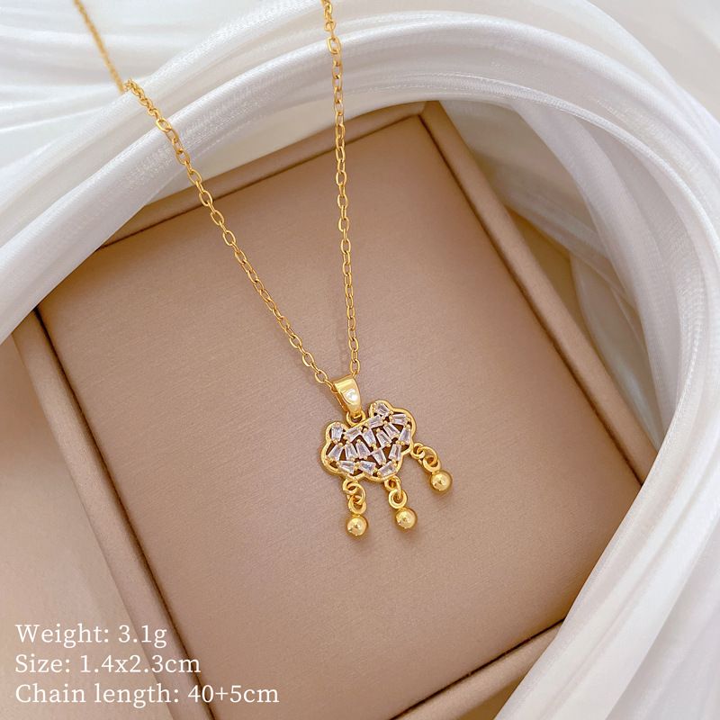 Xiangyun 【 】 Lock Light Luxury Charm Gorgeous Full Diamond Necklace Women's Versatile Clavicle Titanium Steel Chain 【 】_ipsvogv.com