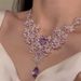 【 Collected By 1048 People 】 Purple Zircon Flower Necklace Earring Set For Women's Niche Design, High-end_ipsvogv.com