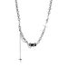 Titanium Steel Multi Layer Winding Black Gemstone Necklace Cold Style Heavy Metal Style Hip Hop Dark Personality Accessories_ipsvogv.com