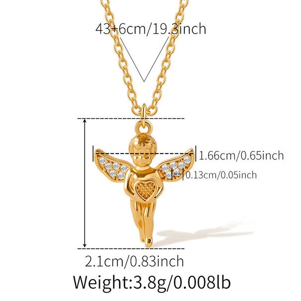 Copper plated K real gold fan shaped zircon light luxury style clavicle chain can be stacked and worn with shell design fashionable love necklace_ipsvogv.com