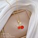 】 Red 【 Cherry Fashion Light Luxury Charm Gorgeous Full Diamond Necklace Women's Versatile Clavicle Chain Titanium Steel 【 】_ipsvogv.com
