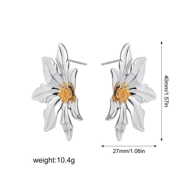 Gold Flower Inlaid Pearl Earrings New Temperament Earrings High End Niche Stainless Steel Earrings_ipsvogv.com