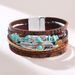 Women's Jewelry Retro Feather Bracelet Trendy Personality Blue Turquoise Bracelet Gravel Multi Layer Leather Bracelet_ipsvogv.com
