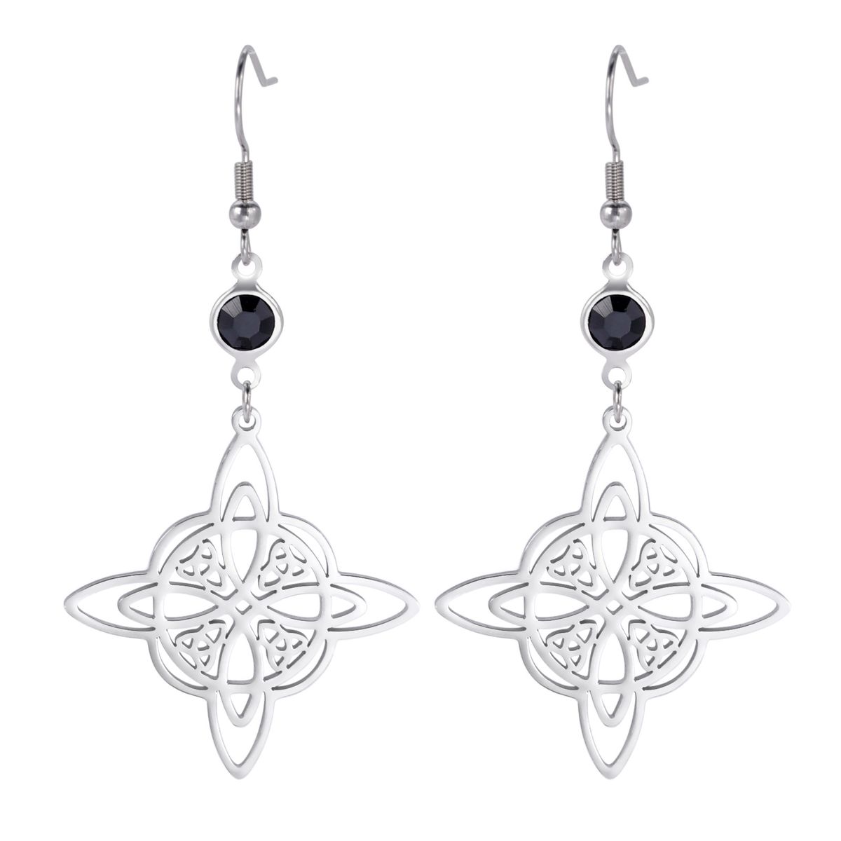 1 Pair Vintage Style Witch Knot Color Block Plating Hollow Out Stainless Steel Drop Earrings_ipsvogv.com