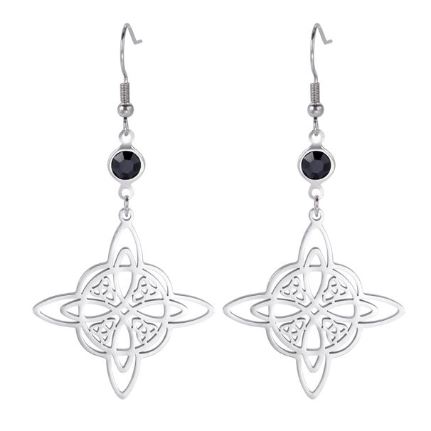1 Pair Vintage Style Witch Knot Color Block Plating Hollow Out Stainless Steel Drop Earrings_ipsvogv.com