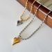 Blogger's Light Luxury Niche Design, Gold Silver Color Titanium Steel Heart Rice Bead Necklace, Women's Collarbone_ipsvogv.com