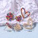 New hip-hop style inlaid colorful set, niche hollow heart design earring accessory_ipsvogv.com