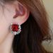 Cao Shi Leaf Zircon Geometric Square with High Grade Palace Luxury Flower Series Earrings_ipsvogv.com