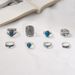 Hot Selling Jewelry, Fashionable Bohemian Style Turquoise Leaf Totem, 8-piece Set Of Rings For Women_ipsvogv.com