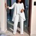 Women's Clothing fashionable temperament large size long sleeved tops wide leg pants suit_ipsvogv.com