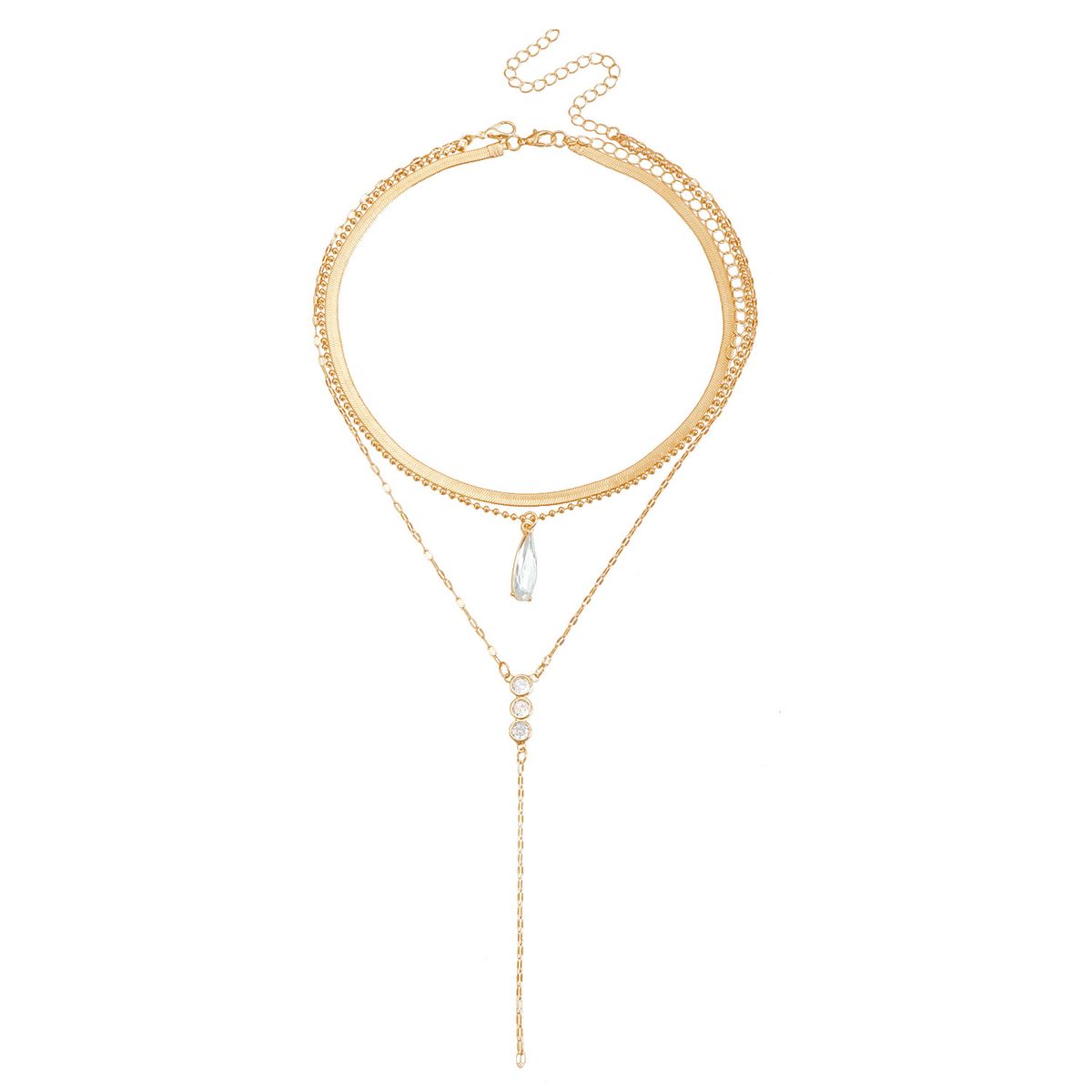 Ins Bohemian Retro Feng Shui Drop Snake Chain Collarbone Chain Personality Trend Multi-layer Necklace_ipsvogv.com