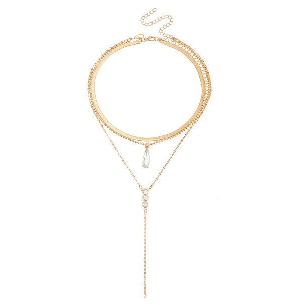 Ins Bohemian Retro Feng Shui Drop Snake Chain Collarbone Chain Personality Trend Multi-layer Necklace_ipsvogv.com
