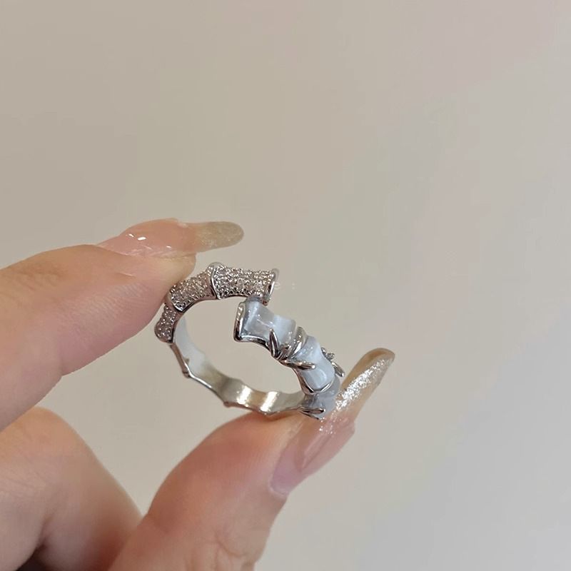 by Step High Bamboo Knot Ring, Women's Fashion Style, Niche Design, High-end Feel, Zircon Open Index Finger Ring,_ipsvogv.com