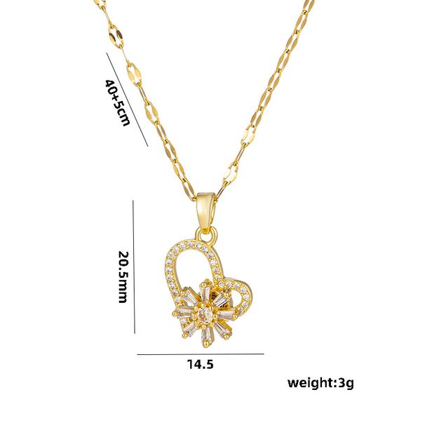New Love Rotatable Snowflake Necklace Women's Light Luxury Niche Design Sense Clavicle Chain Titanium Steel Neckchain Accessories Elegant_ipsvogv.com