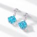 Shallow sea blue ice flower cut high carbon diamond earrings S925 silver claw inlaid colored gemstone earrings simple light luxury_ipsvogv.com