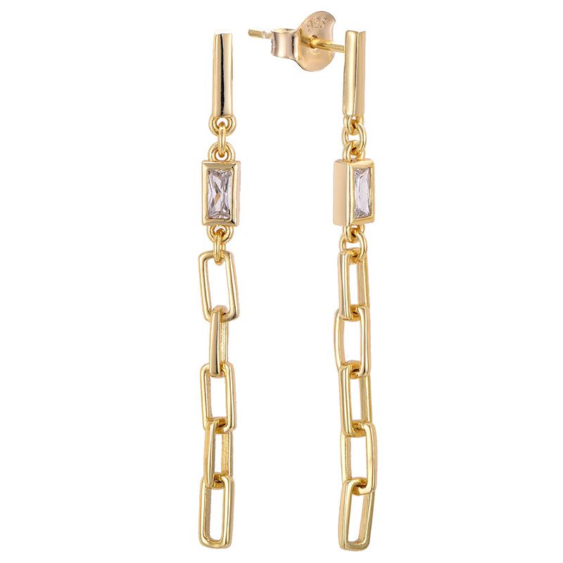 S925 sterling silver plated with 14K gold inlaid zircon tassel earrings high end light luxury long earrings for women_ipsvogv.com