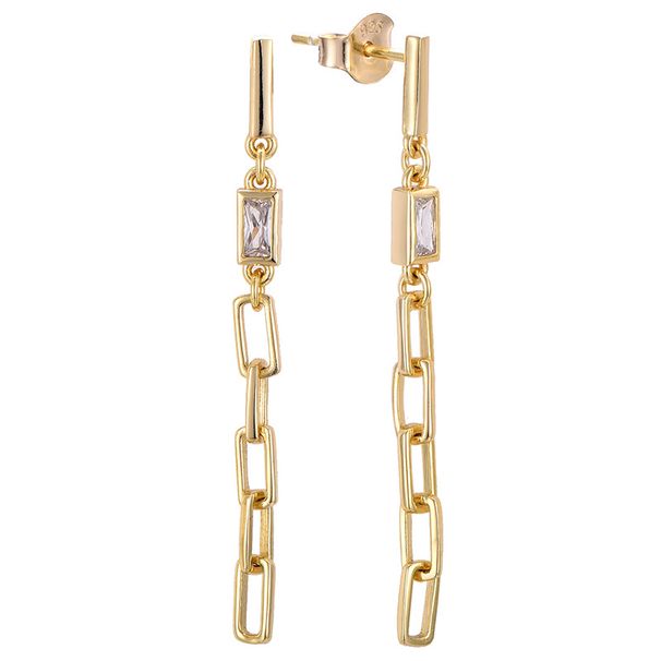 S925 sterling silver plated with 14K gold inlaid zircon tassel earrings high end light luxury long earrings for women_ipsvogv.com
