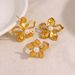 Stainless Steel Flower Pearl Hand Jewelry K Titanium Steel High Grade Ins Style Flower Earrings Ear Jewelry Set_ipsvogv.com