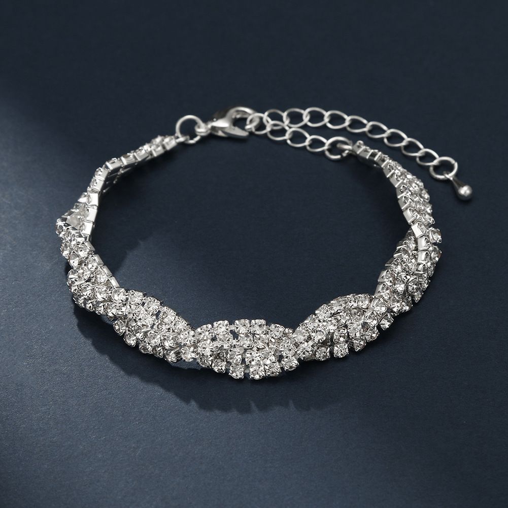 Autumn Jewelry Set: Bridal Hollow Full Diamond Necklace, Earrings, And Bracelet For Women_ipsvogv.com