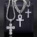 Fashionable And Unique Eye Horus Ankh Cross Necklace With Three Layers Of Full Diamond Hip-Hop Cuban Chain_ipsvogv.com