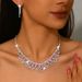 Women’s Jewelry Set Fashion Tassel Simple Necklace Earrings Light Luxury High End Temperament Clavicle Chain Versatile Three Piece Set_ipsvogv.com