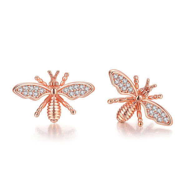 Women’s Jewelry Set Fashion Fashion Bee Necklace Earrings Jewelry Set Inlaid with Zircon Rose Gold Plated_ipsvogv.com