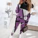Women's Clothing 2024 new two piece set contrast color printing long sleeved round neck casual fashion suit_ipsvogv.com