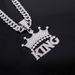 Unisex Alloy Necklace Crown KING Single Row Diamond Inlaid Diamond Pendant Men And Women Hip Hop Personality Full Diamond Jewelry Pendant_ipsvogv.com