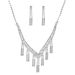 African-Inspired Wedding Jewelry Set - Silver Necklace & Earrings With Crystal Stones (Women's Party Accessories)_ipsvogv.com