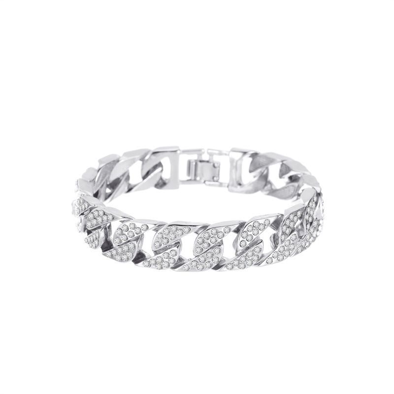Hot Selling Full Cuban Bracelet Hip Hop Fashion Inlaid Diamond Disco Punk Accessories For Men And Women_ipsvogv.com