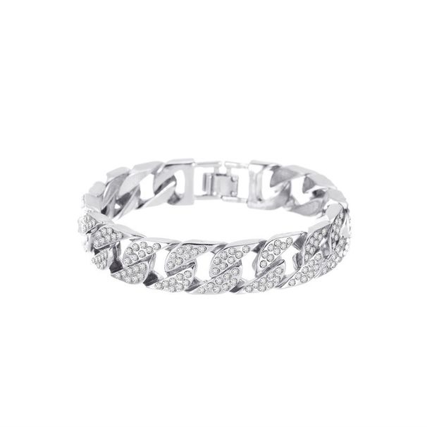 Hot Selling Full Cuban Bracelet Hip Hop Fashion Inlaid Diamond Disco Punk Accessories For Men And Women_ipsvogv.com