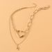 Necklace Alloy Heart Shaped Zircon Lightning Pendant Double Layer Clavicle Chain Necklace For Women_ipsvogv.com
