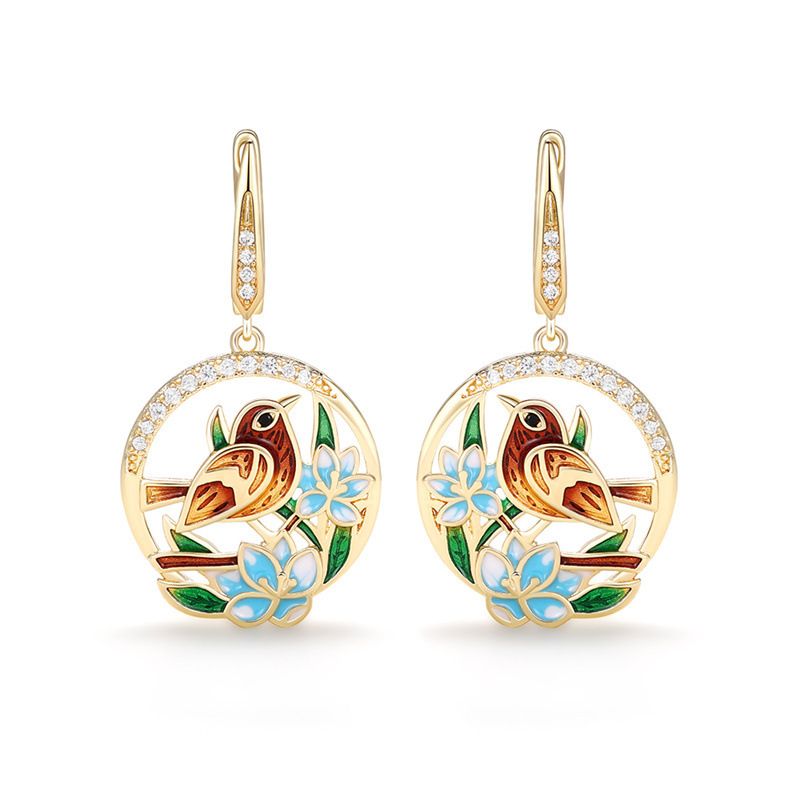 Cao Shi's New Ear Buckle, Pastoral Style, Flower Fragrance, Dropping Glue Earrings, Handmade Enamel Earrings_ipsvogv.com
